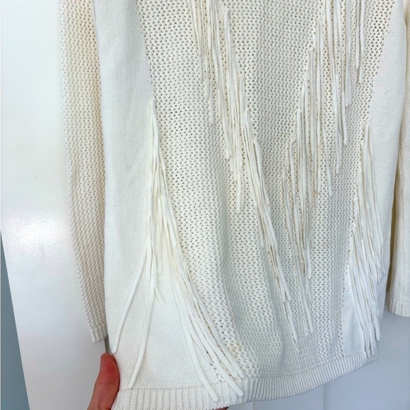 Sandro Scoop Neck Sweater with Fringe Size 8 - Picture 5 of 9